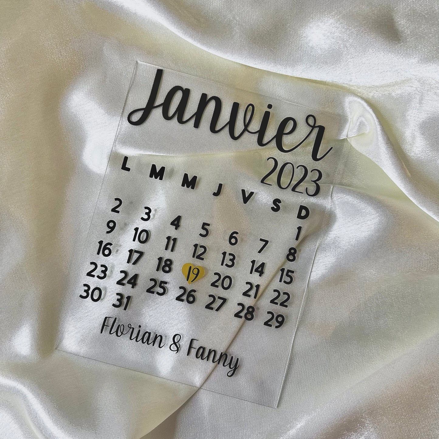 Plexiglas "Calendrier" avec date personnalisée pour couple, parent, amitié